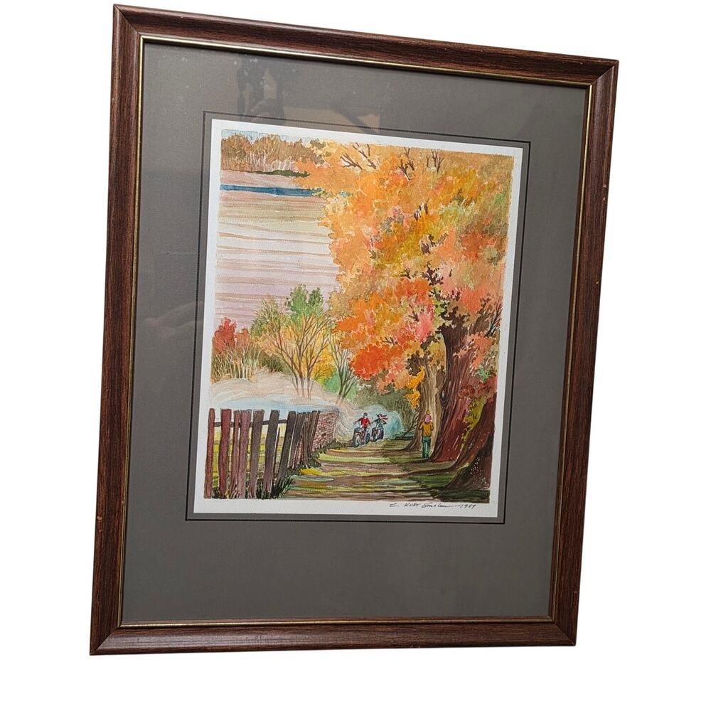 C. Kurt Smolen “Autumn Trail” 1989 Signed Original Watercolor Landscape Framed